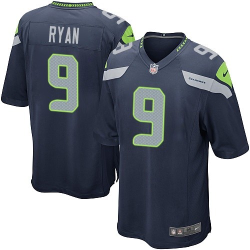 Men's Game Jon Ryan Nike Jersey Navy Blue Home - #9 NFL Seattle Seahawks